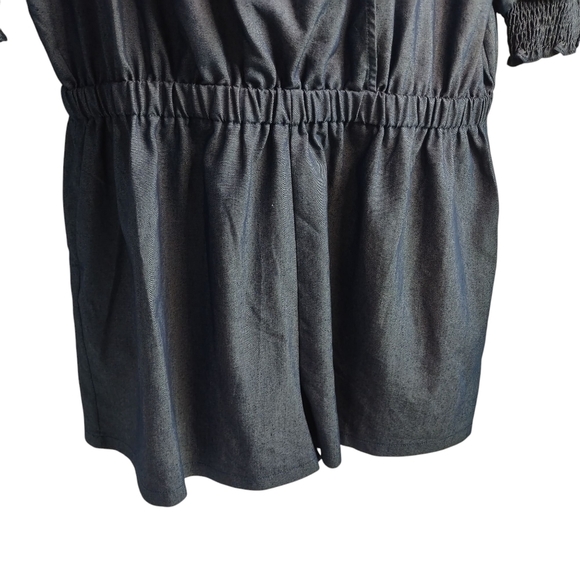 ODDY Women's Blue Puff Sleeve Denim Romper V-Neck Plus Size 3XL NWOT - Picture 6 of 11